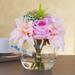 Latitude Run® Silk Rose & Dahlia Mixed Floral Arrangements in Vase Silk in Pink/Indigo | 9 H x 8 W x 8 D in | Wayfair