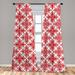 East Urban Home Red 2 Panel Curtain Set, Western Style Floral Scroll Motif Swirled Lines Antique Royal Ornament w/ Framework | 63 H in | Wayfair