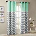 Ebern Designs Gilkes Chevron Printed Room Darkening Grommet Top Panel Pair Polyester in Green/Blue | 63 H in | Wayfair