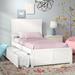 Harriet Bee Wells Solid Wood Platform Bed w/ Footboard & Trundle Wood in White | 44.25 H x 42.75 W x 77 D in | Wayfair VVRO3262 29130419