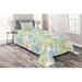 East Urban Home Flower Blue/Green/Microfiber Farmhouse/Country Coverlet/Bedspread Set Microfiber in Yellow | Twin Bedspread + 1 Sham | Wayfair