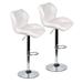 Orren Ellis Amon Swivel Adjustable Height Bar Stool Upholstered/Leather/Metal/Faux leather in White | 16.5 W x 19.7 D in | Wayfair