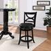 Three Posts™ Adelaida Swivel Bar & Counter Stool Wood/Upholstered/Leather in Black | 37.5 H x 18 W x 19.5 D in | Wayfair