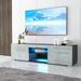 Orren Ellis Truffi TV Stand for TVs up to 58", Media Console w/ Smart APP Controlled RGB LED Light Strip Wood in Black | Wayfair