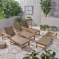 Millwood Pines Anketell 78.75" Long Reclining Acacia Chaise Lounge Set Wood/ in Brown/White | 37.75 H x 31.25 W x 78.75 D in | Outdoor Furniture | Wayfair