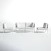 AllModern Carmine 5-piece Outdoor Patio Aluminum Sectional Sofa Set Synthetic Wicker/All - Weather Wicker/Wicker/Rattan in White | Wayfair