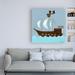 Harriet Bee Ahoy by June Erica Vess - Wrapped Canvas Painting Print Canvas in Blue/Brown | 18 H x 18 W x 2 D in | Wayfair