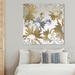 Rosdorf Park Abstract Golden Garden Flowers - Graphic Art Print on Canvas in Gray/Green/White | 43 H x 43 W x 1.5 D in | Wayfair