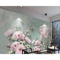 GK Wall Design 3D Pastel Pink Flower Yellow Little Butterfly Rustic Textile Wallpaper Fabric in Gray | 35"L x 55"W | Wayfair GKWP000172W55H35_3D