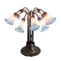 Meyda Lighting 23.75" Mahogany Bronze Table Lamp Glass/Metal in Pink | 23.75 H x 17 W x 17 D in | Wayfair 14451