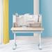 Isabelle & Max™ Dexter 37.4" Writing Desk w/ Optional Hutch Wood/Metal in Blue | 37.7 H x 37.4 W x 25.6 D in | Wayfair