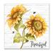 Rosalind Wheeler Thankful Text Country Sunflowers Bumble Bees by Patricia Pinto - Graphic Art Print Wood in Brown | 12 H x 12 W x 0.5 D in | Wayfair