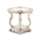 Rosdorf Park Innocenza Platine De Royale End Table w/ Storage Wood/Glass in Brown | 25.5 H x 28 W x 26 D in | Wayfair