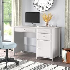 Three Posts™ Aisha Desk Wood in White | 30.7 H x 47.2 W x 20.2 D in | Wayfair 745AC4ED76104F6DAE8F34E7605976E8