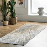 Gray/White 32 x 0.31 in Area Rug - Everly Quinn Nissen Abstract Power Loom Yellow/Gray Rug Metal | 32 W x 0.31 D in | Wayfair