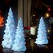 The Twillery Co.® 3 Piece X-Mas Illuminated Iridescent Glass Tree Set Glass/Mercury Glass in Blue | 12 H x 5 W x 5 D in | Wayfair