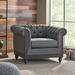 Chesterfield Chair - Charlton Home® Malibu 39" Wide Tufted Chesterfield Chair Wood/Polyester/Fabric in Gray | 28 H x 39 W x 33.5 D in | Wayfair