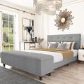 Corrigan Studio® Lynell Queen Tufted Upholstered Low Profile Storage Bed Wood in Gray | 44 H x 65 W x 98 D in | Wayfair