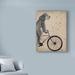 Winston Porter 'Schnauzer on Bicycle, Grey' Graphic Art Print on Wrapped Canvas in Brown/Gray/Green | 19 H x 14 W x 2 D in | Wayfair