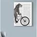 Winston Porter 'Schnauzer on Bicycle Text, Gray' Graphic Art Print on Wrapped Canvas in Gray/Green | 19 H x 14 W x 2 D in | Wayfair