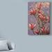 World Menagerie 'Pink Flowers Abstract' Acrylic Painting Print on Wrapped Canvas in Indigo/Red | 19 H x 12 W x 2 D in | Wayfair