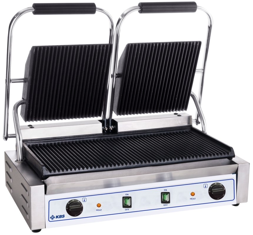 KBS Gastrotechnik Kontaktgrill Grillfläche 47x23 cm oben & unten gerillt 2 Temperaturzonen Image