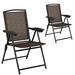 Costway 2 Pieces Folding Sling Chairs with Steel Armrests and Adjustable Back for Patio