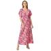 Plus Size Women's Knit Tie-Back Maxi Dress by ellos in Rose Multi Print (Size 34/36)