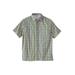 Men's Big & Tall Short Sleeve Printed Check Sport Shirt by KingSize in Light Grey Check (Size XL)