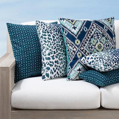 Alcazar Indoor/Outdoor Pillow by Elaine Smith - Peacock, 20" x 20" Square Peacock - Frontgate