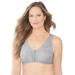 Plus Size Women's Cotton Front-Close Wireless Bra by Comfort Choice in Heather Grey (Size 42 B)