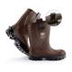 Men Safety Wellington Rigger Boots: Steel Toe Cap, Half-Height, Midsole Protection, Pull on Loops, Kick Off spur, Waterproof, SRC Sole, Dry and Warm feet, Inner Lining, Brown, Size 6 Mens Size