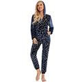 Orshoy Womens Onesie Fleece Sleepwear Super Soft Women Pyjamas Jumpsuit for Woman Plus Size Winter Stars Blue M