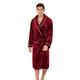 SWHRIOPD Mens Luxury Super Soft Flannel Dressing Gown Shawl Collar Mens Bathrobe Warm and Cozy Unisex Burgundy