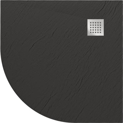 Idralite – Duschtasse anthrazit Stein-Effekt mod. Blend 90×90 cm halbrund