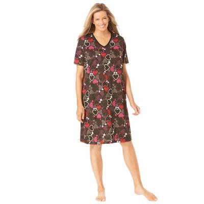 Plus Size Women's Print Sleepshirt by Dreams & Co. in Black Multi Hearts (Size 1X/2X) Nightgown