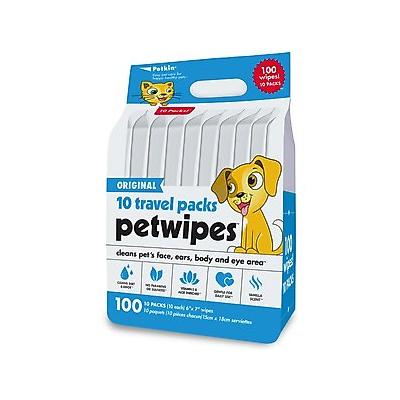 Petkin Original Travel Pack Vanilla Scented Dog & Cat Wipes, 100 count