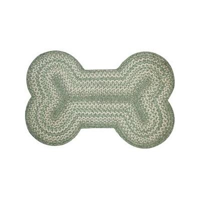 Homespice Bone Shaped Ultra Durable Braided Dog & Cat Placemat, Green, 18 x 28 in