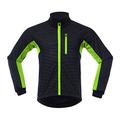 LY4U Cycling Jacket Mens Windproof Softshell Long Sleeve Winter Fleece Thermal Breathable Sports Jacket for Riding Running(Black+Green L)