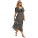 Plus Size Women's Long Caftan Cover Up by Swim 365 in Gold Black Dot (Size 3X/4X) Swimsuit Cover Up