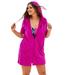 Plus Size Women's Hooded Terry Swim Cover Up by Swim 365 in Bright Fuchsia (Size 30/32) Swimsuit Cover Up