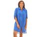 Plus Size Women's Button-Front Swim Cover Up by Swim 365 in Dream Blue (Size 22/24) Swimsuit Cover Up