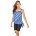 Plus Size Women's Blouson Tankini Top with Adjustable Straps by Swim 365 in Multi Watercolor Stripe (Size 16)