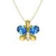 Diamondere Natural and Certified Oval Cut Blue Topaz and Diamond Butterfly Necklace in 9ct Yellow Gold | 1.20 Carat Pendant with Chain