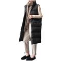 Lazzboy Gilet Women Coat Puffer Cotton Quilted Padded Turtleneck Stand Collar Solid Warm Ladies Sleeveless Jacket Outwear (10,Black)