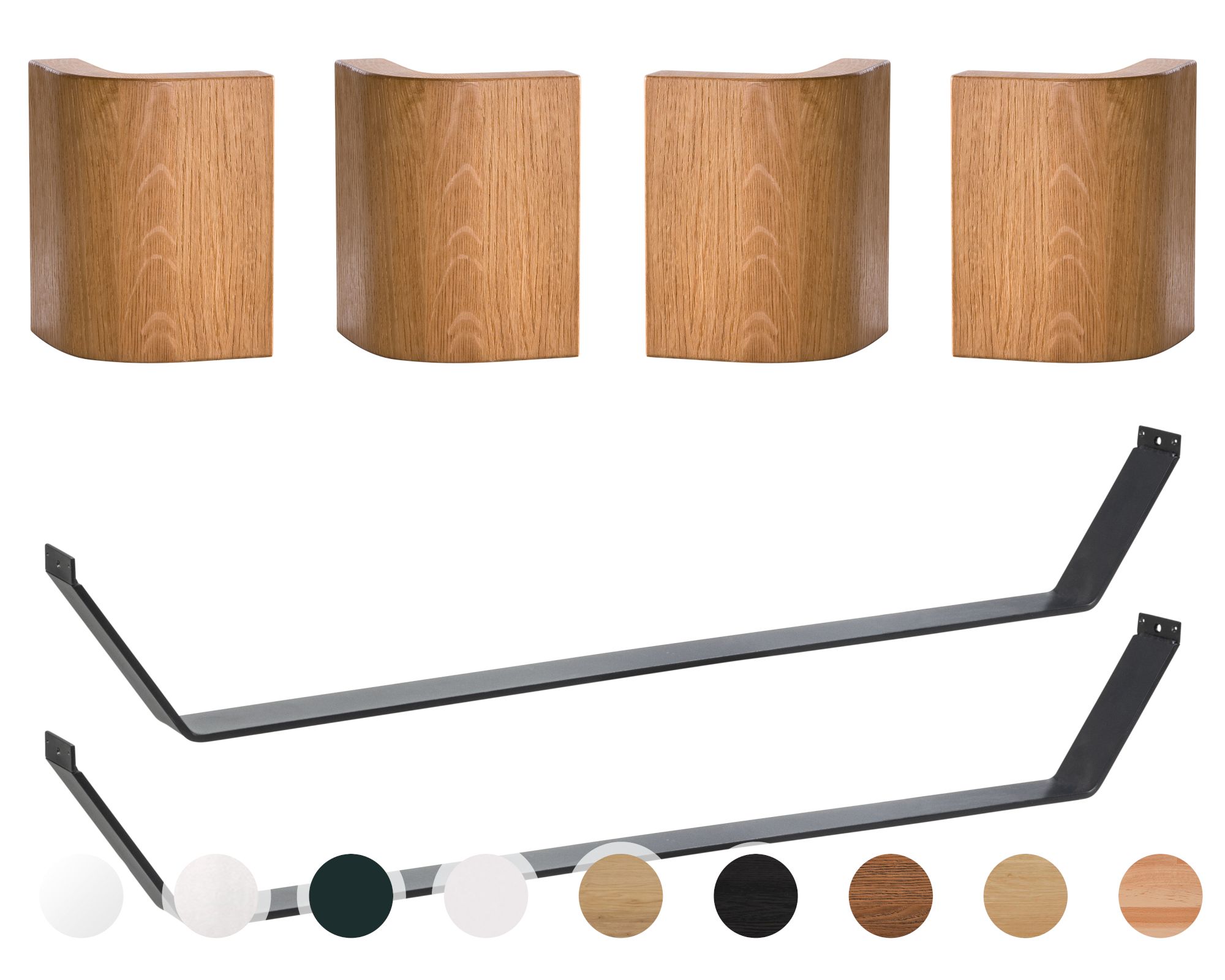 Hasena Fine-Line Füsse Slitto 2er-Set / 25 cm / 180 cm / Eiche graphit, gebürstet, geölt / Anthrazit Image