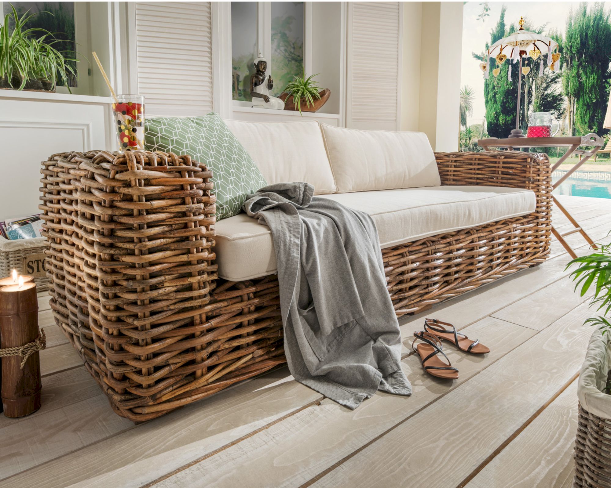 die Faktorei »Amalfi« Rattan-Sofa 220x65x85 cm