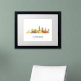 Trademark Fine Art 'Cleveland Ohio Skyline WB-1' Framed Graphic Art on Canvas Canvas, Wood | 11 H x 14 W x 0.5 D in | Wayfair MW0359-B1114MF