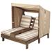 KidKraft Double Outdoor Chaise Lounge w/ Cup Holder Wood in Yellow/Brown | 35.25 H x 36.5 W x 33.5 D in | Wayfair 00534