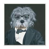 Stupell Industries Formal Dog in Suit Classy Menswear Glasses Portrait by Hollihocks Art - Graphic Art Print in Brown | Wayfair ab-244_wd_12x12